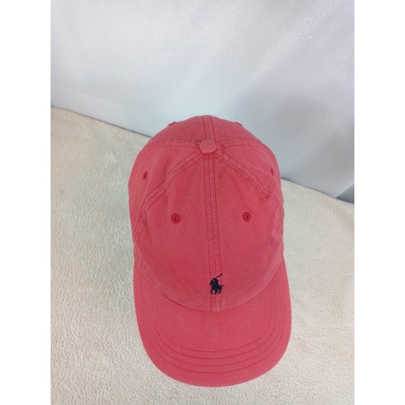 Vtg Polo Ralph Lauren Hat Cap Chino Faded‎ Red Pony Logo Leather Strapback 90s - Picture 7 of 10